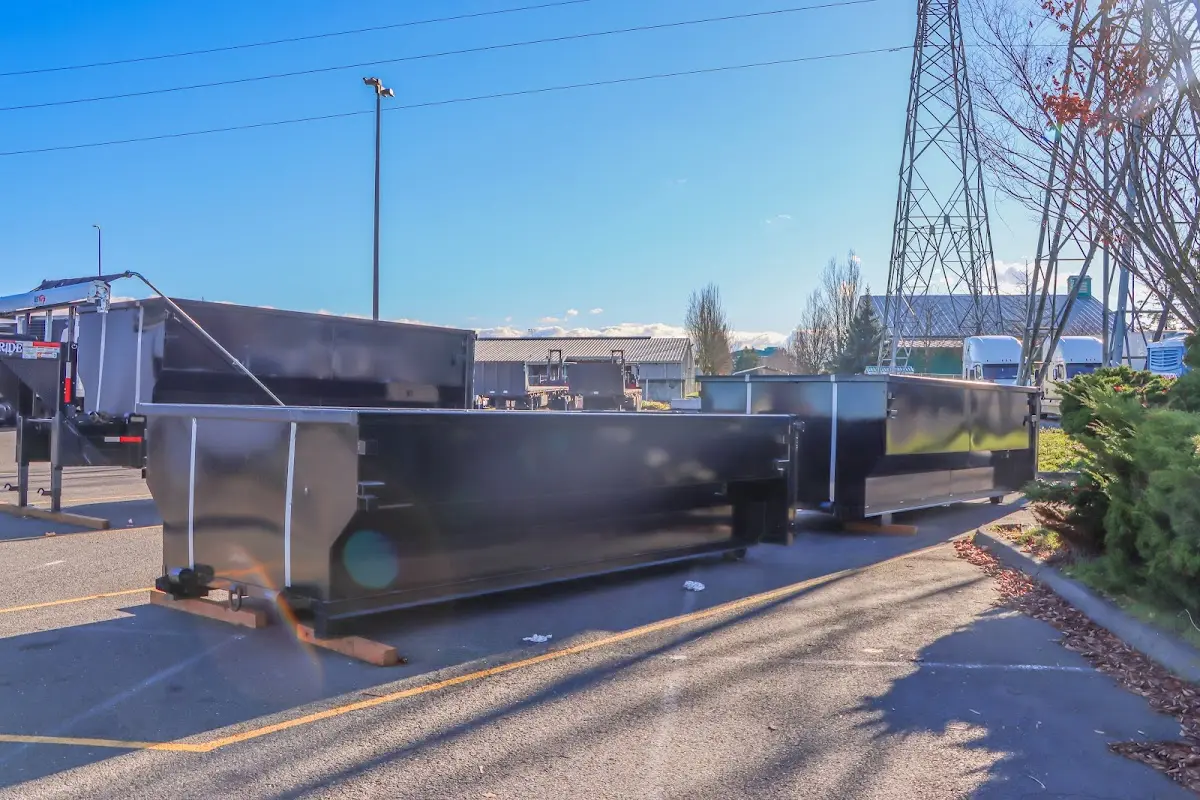 Roll-off dumpster ready for waste disposal at job site for 8 Yard Dumpster Rental in Walnut Creek